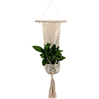 Jinghengrong Flor Tiesto Cesta Titular de la Vendimia Bohe Macrame Maceta Colgante de Cuerda Colgante de Pared de la…